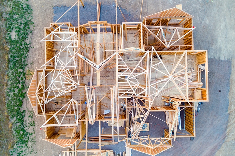 Housing supply (home under construction, wooden frame)