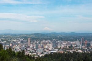 Portland skyline with Mt. Hood.