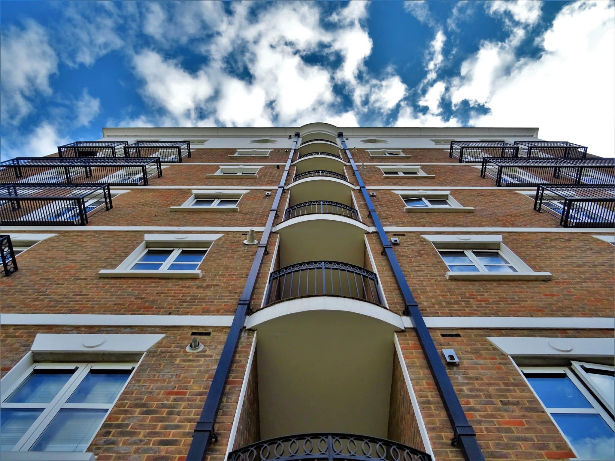 Look up at an apartment building