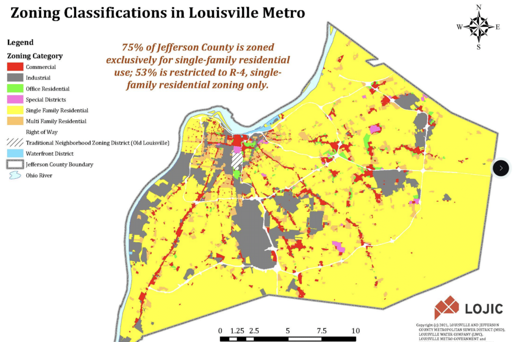 A recent zoning map included in the story map.