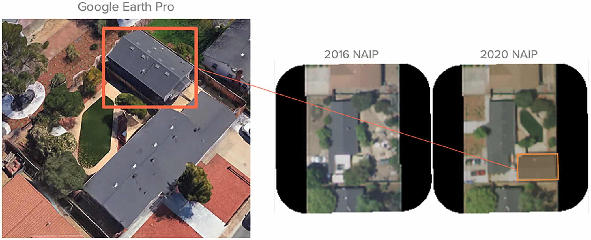 Figure 2 shows satellite imagery demonstrating the existence of ADUs in San Jose, California.