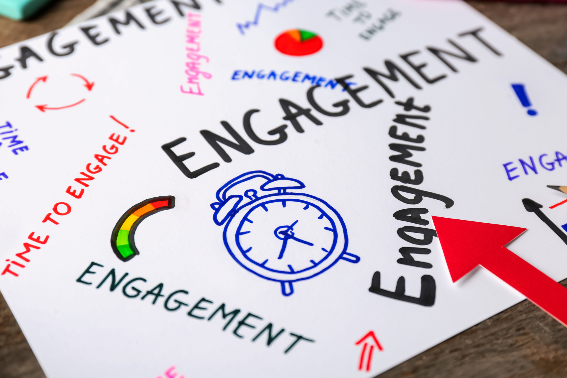 Poster with the word 'engagement' is shown