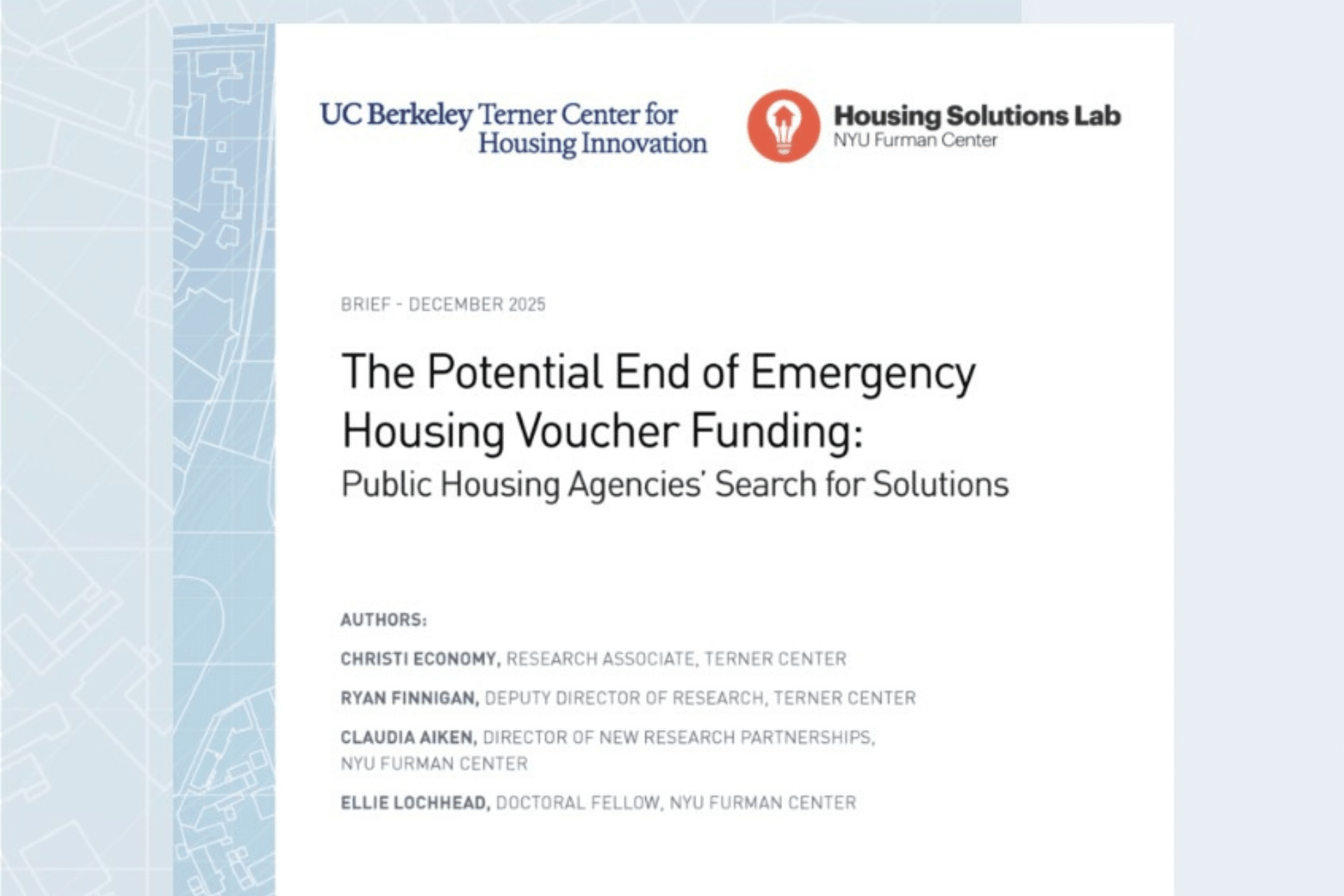 Terner Center and Lab Brief on emergency housing vouchers