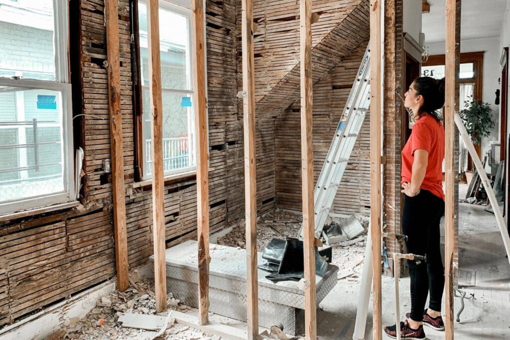 Image is of a home being repaired