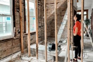 Image is of a home being repaired