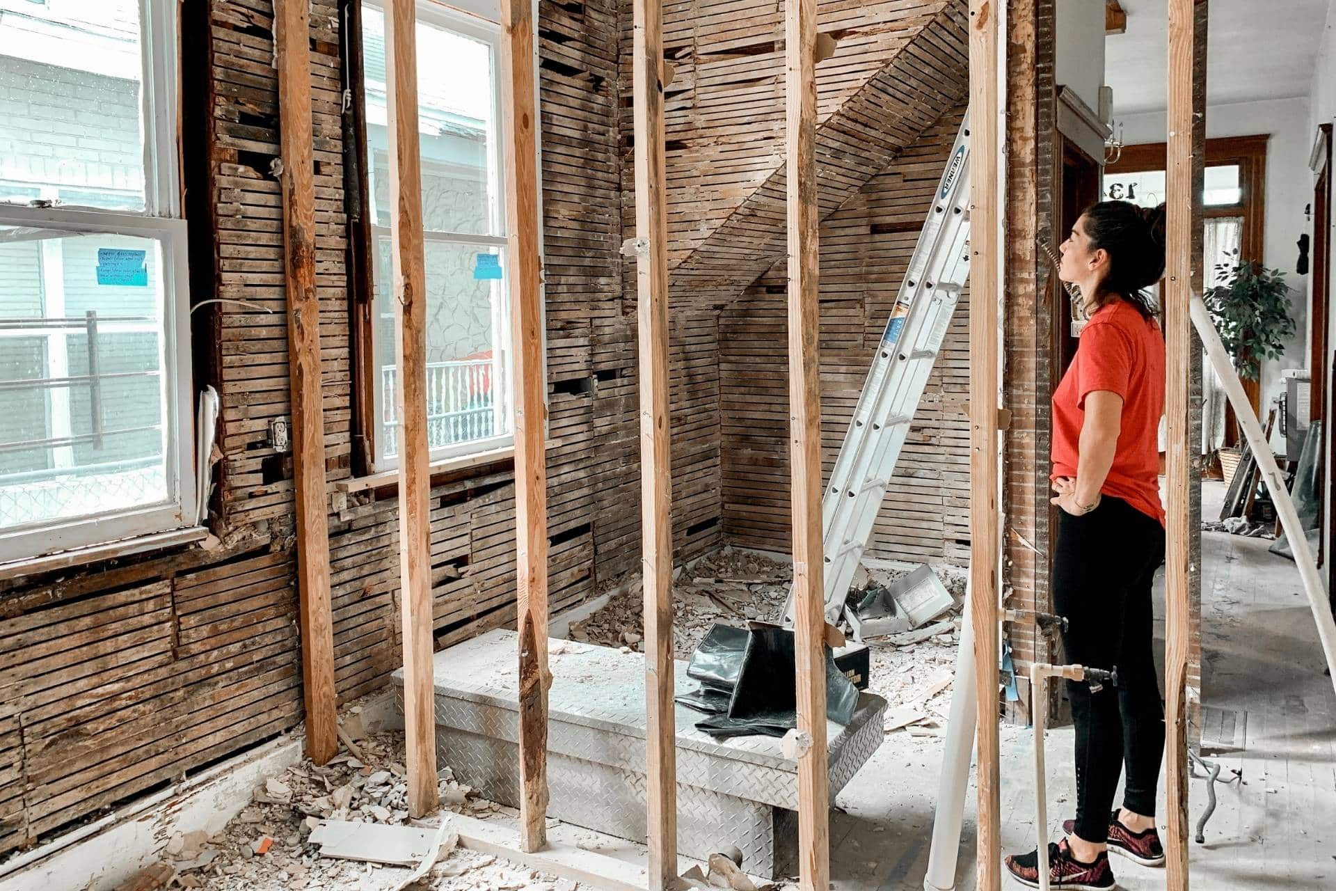 Image is of a home being repaired